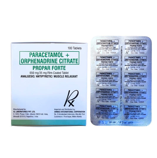 Paracetamol+Orphenadrine 650mg/35mg Tablet x1