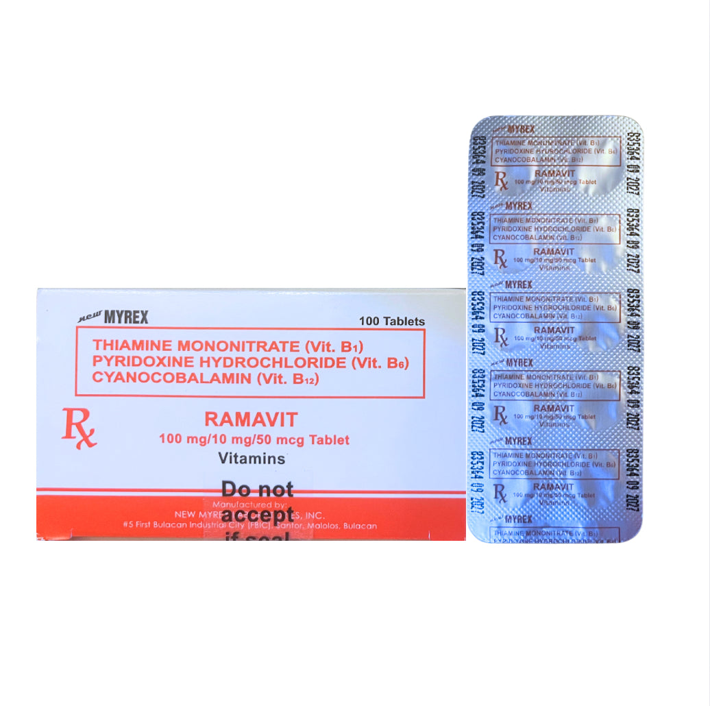 Vitamin B Complex B1+B6+B12 100mg/10mg/50mcg Tablet x 1