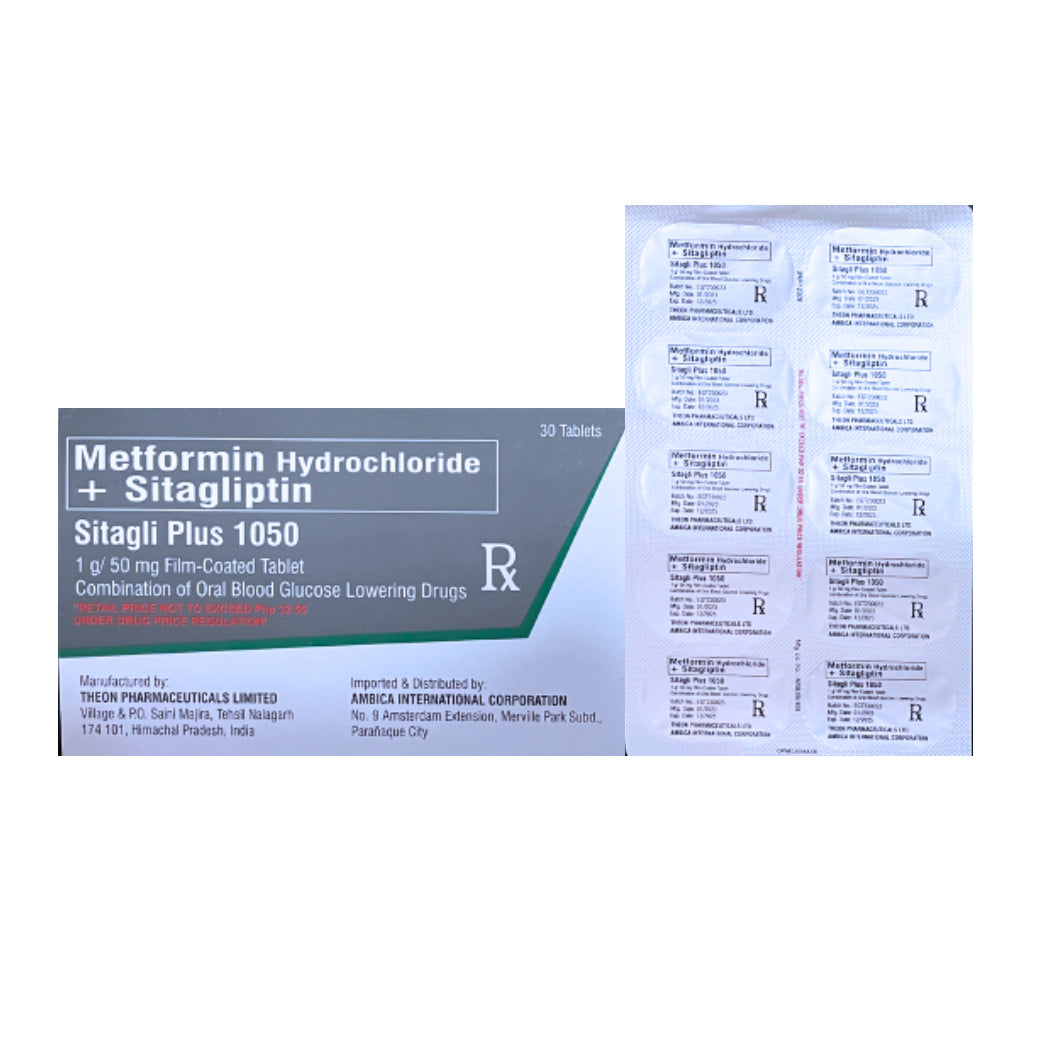 Sitagliptin + Metformin 50mg/1000mg. Tablet x 1s
