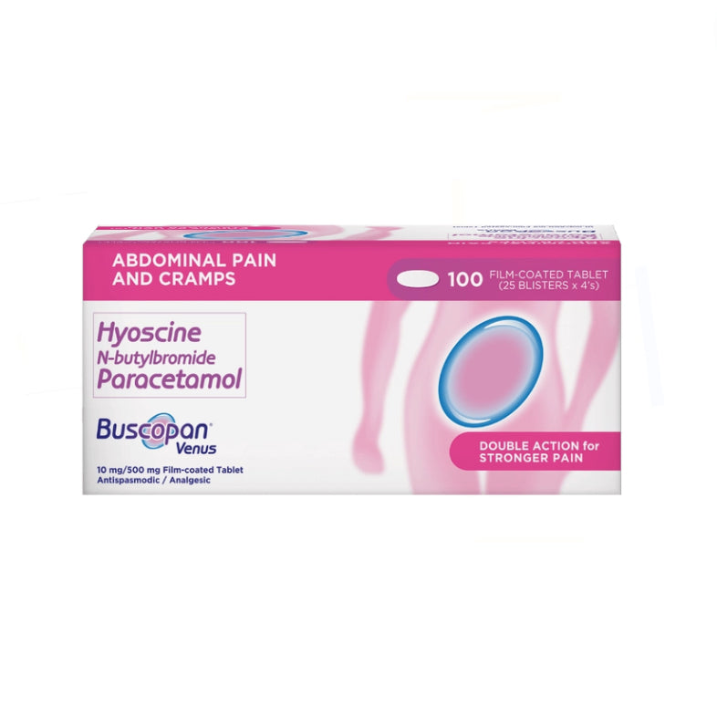 BUSCOPAN VENUS Hyoscine N-Butylbromide+ Paracetamol 10mg/500mg Tablet x 1