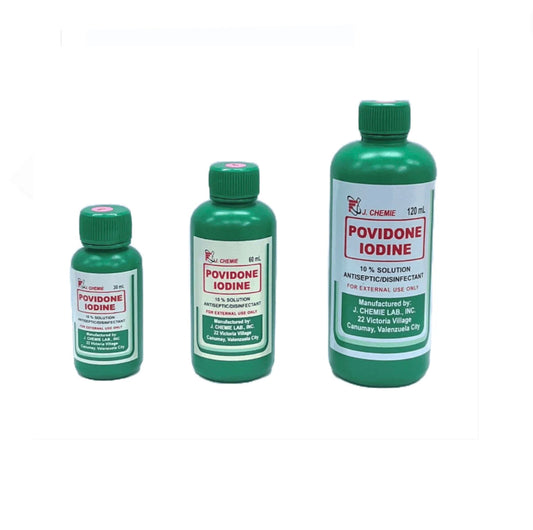 Povidone Iodine 10% Solution x 1 in 30, 60, 120 ml.