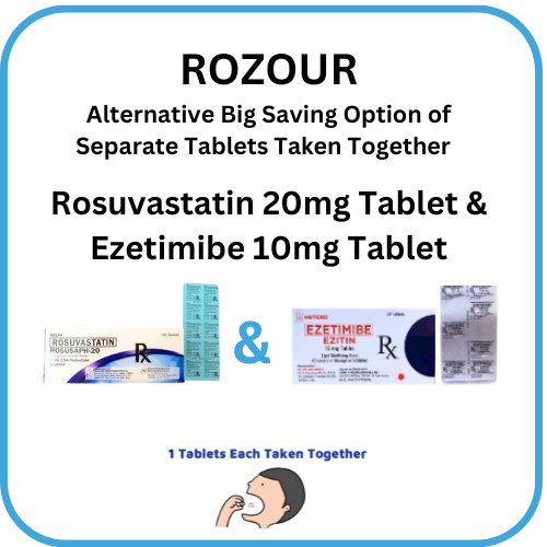 ROZOUR Ezetimibe + Rosuvastatin 10mg/20mg Tablet x 1