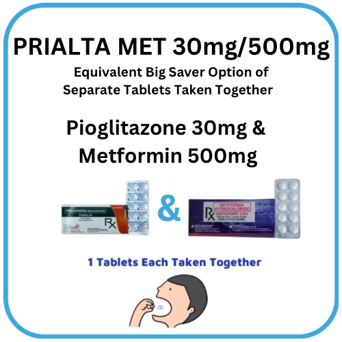 PRIALTA-MET ( Pioglitazone + Metformin ) 30mg/500mg Tablet x 1
