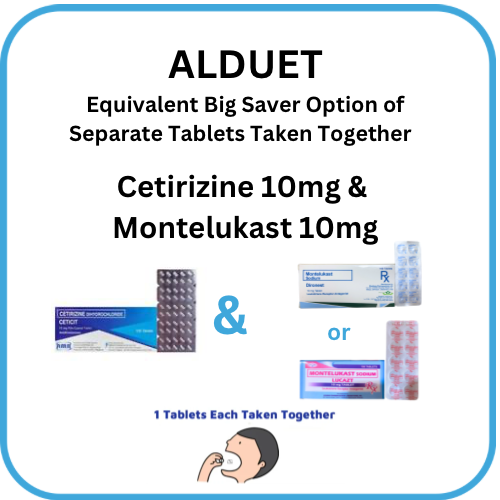 ALDUET (Cetirizine + Montelukast) 10mg./10mg.Tablet x 1