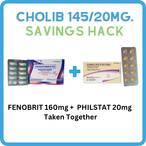 CHOLIB Fenofibrate + Simvastatin 145mg/20mg Tablet x 1