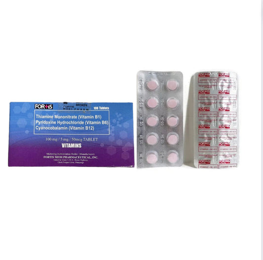 Vitamin B Complex B1+B6+B12 100mg/5mg/50mcg Tablet x 1