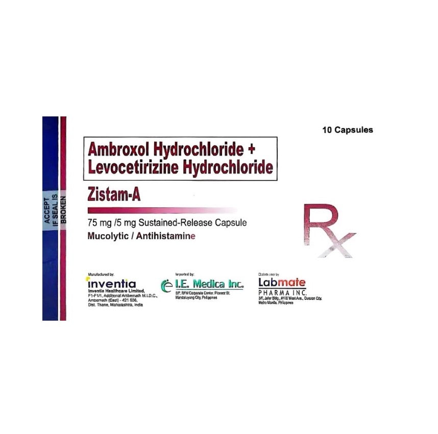 Zistam-A (Ambroxol + Levocetirizine) 75mg/5mg Capsule x 1