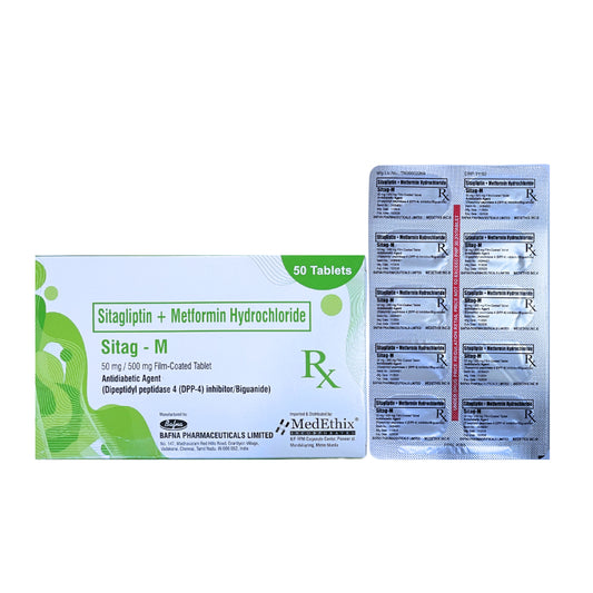 Sitagliptin + Metformin 50mg/500mg. Tablet x 1s