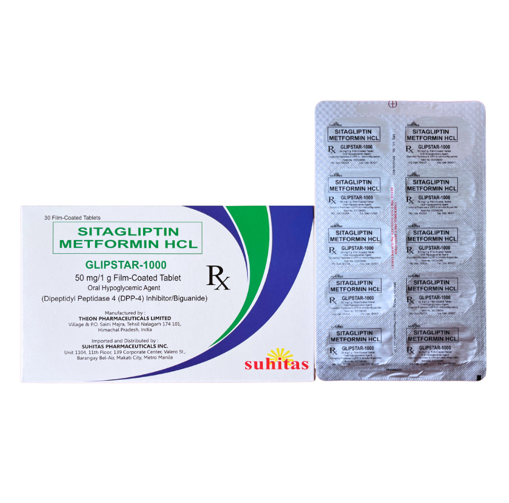 Sitagliptin + Metformin 50mg/1000mg. Tablet x 1s