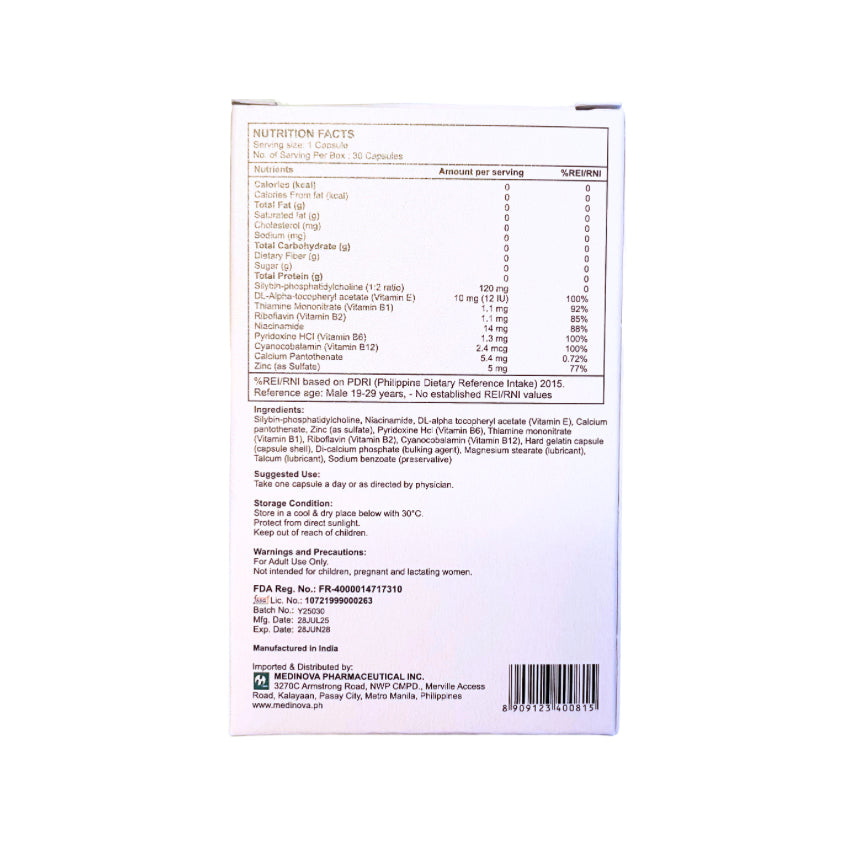 Silibinin + Phosphatidylcholine + Multivitamins + Zinc Hardgel Capsule x 1