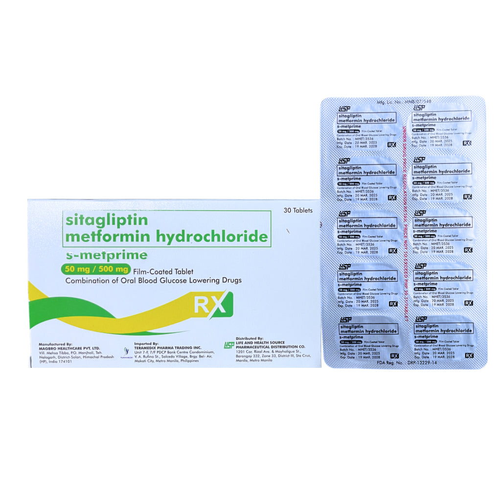Sitagliptin + Metformin 50mg/500mg. Tablet x 1s