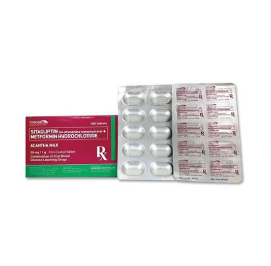 ACANTHA MAX Sitagliptin + Metformin 50mg/1000mg. Tablet x 1s