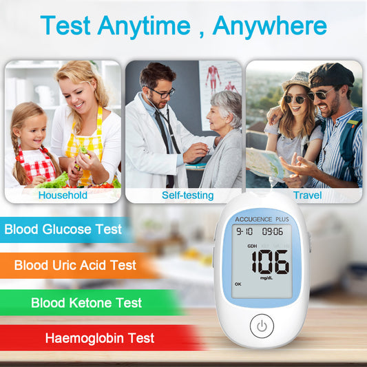 ACCUGENCE PLUS Multi Monitoring Meter 4in1 Test (Blood Glucose, Ketone Uric Acid, Hemoglobin) Set