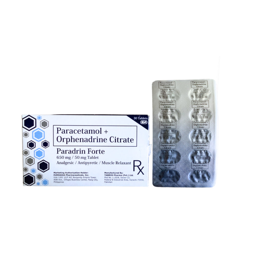 Norgesic Forte (Paracetamol+Orphenadrine) 650mg/50mg. Tablet