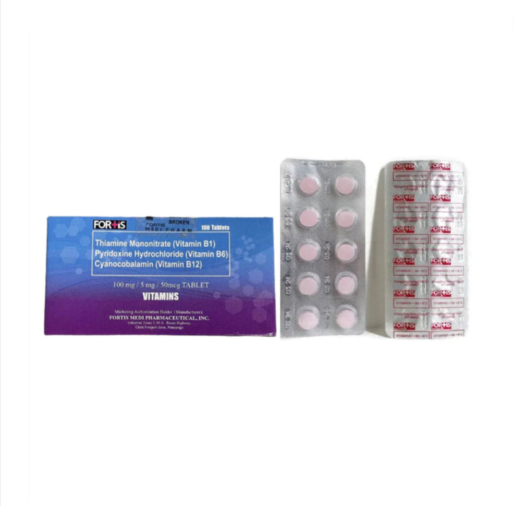 Ritemed Vitamin B Complex (B1+B6+B12) 100mg/5mg/50mcg Tablet – XalMeds