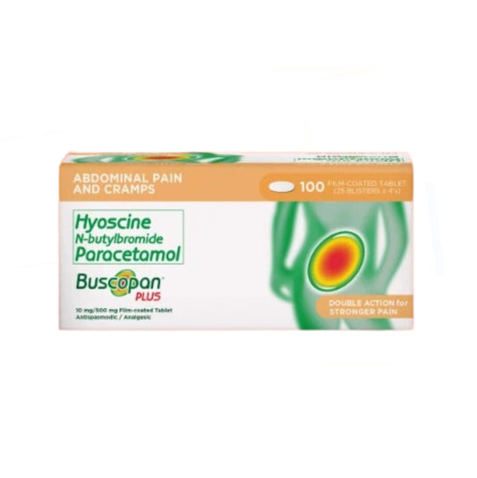 BUSCOPAN PLUS Hyoscine N-Butylbromide+ Paracetamol 10mg/500mg Tablet x 1