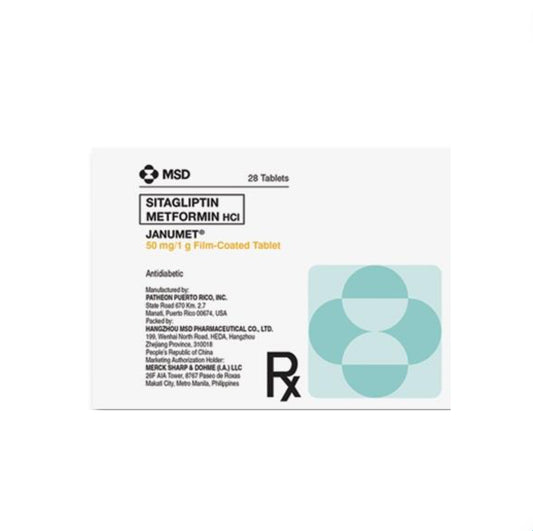 JANUMET Sitagliptin + Metformin 50mg/1000mg. Tablet x 1s