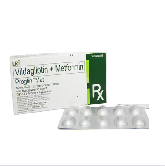 PROGLIN MET Vildagliptin + Metformin 50mg/500mg. Tablet x 1s