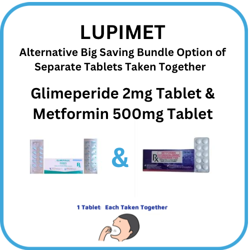 LUPIMET ( Glimeperide + Metformin ) 2mg/500mg Tablet x 1