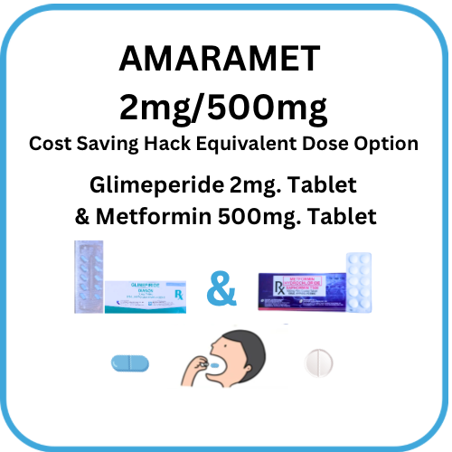 AMARAMET ( Glimeperide + Metformin ) 2mg/500mg Tablet x 1