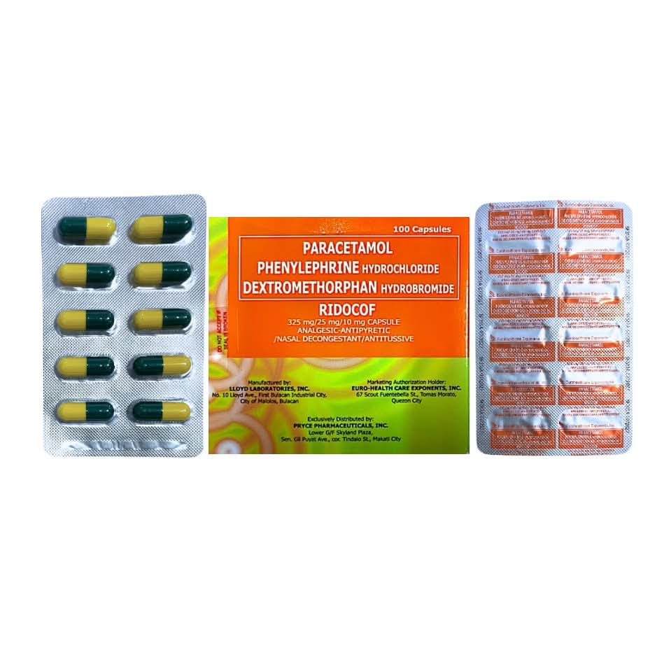 Paracetamol + Phenylephrine hydrochloride + Dextromethorphan hydrobromide 325 mg/25 mg/10 mg Capsule x1