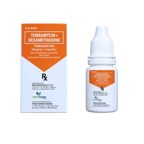 Tobramycin + Dexamethasone Eye Drops 0.3% + 0.1%, 5 mL Bottle